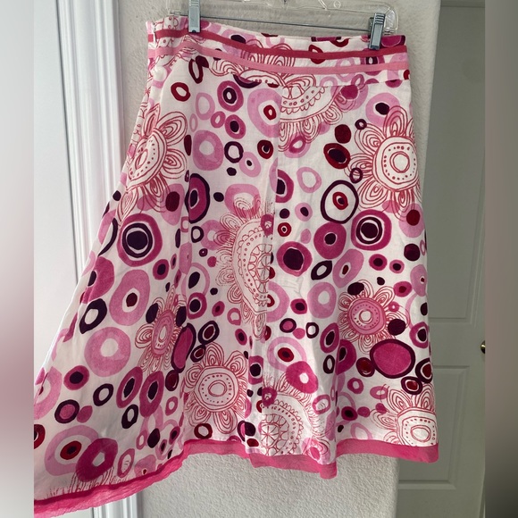 Amorose M Pink White Linen Skirt - Picture 2 of 8